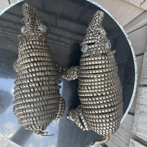 Rhino Rhinoceros Metal Shaving Folk Art Sculpture Lot of 2 Recycled Shaved Metal - Picture 7 of 11